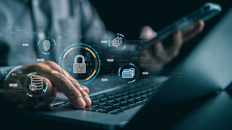 AdobeStock_614759545 (1) a graphic of security images and locks on a laptop