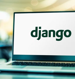 Laptop shows Django logo