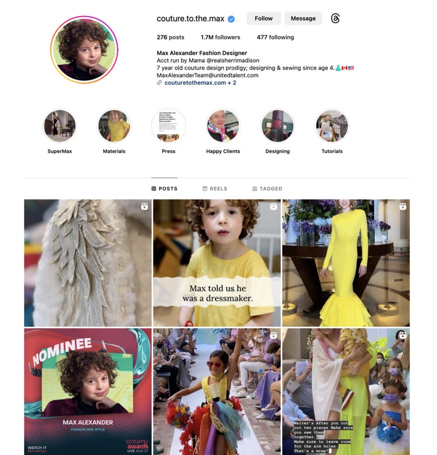 Couture to the Max An Instagram page for Couture to the Max, a little boy and his clothing creations.