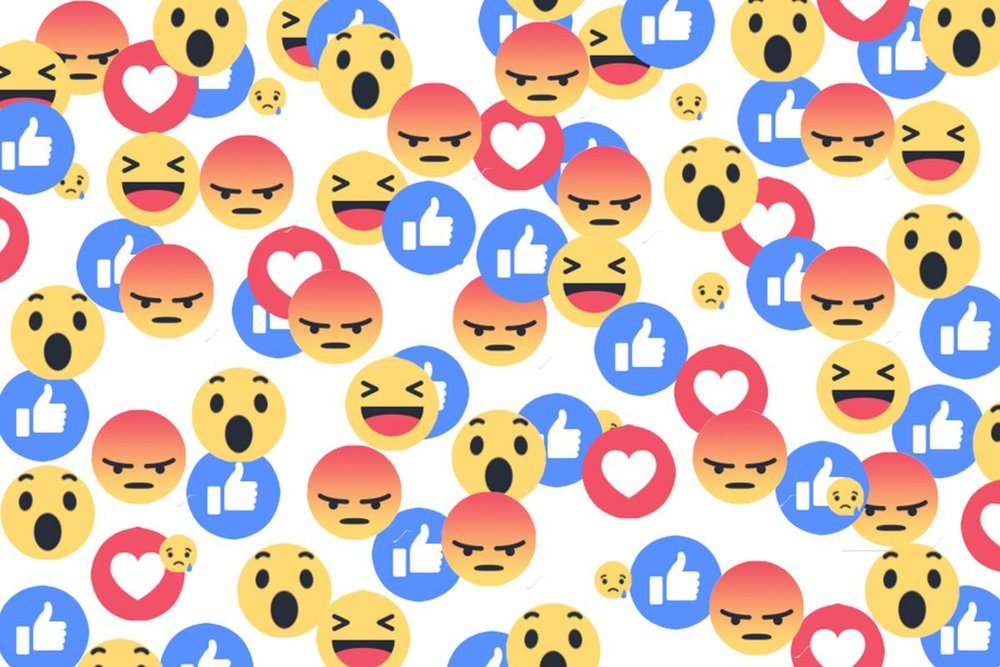 facebook reactions Collage of Facebook emoji's like thumbs up and smiley faces