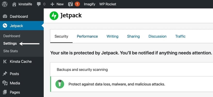 Jetpack WordPress update