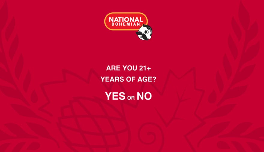 Natty Boh National Bohemian page asking for age confirmation
