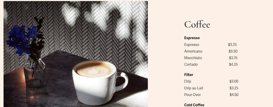 squarespace cafe eldridge template