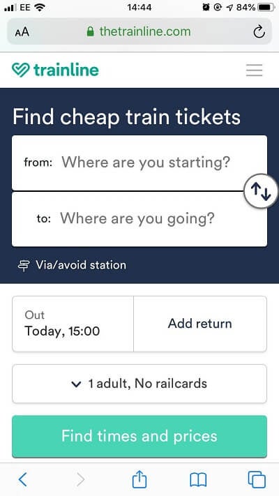trainline-mobile-version Trainline mobile friendly example