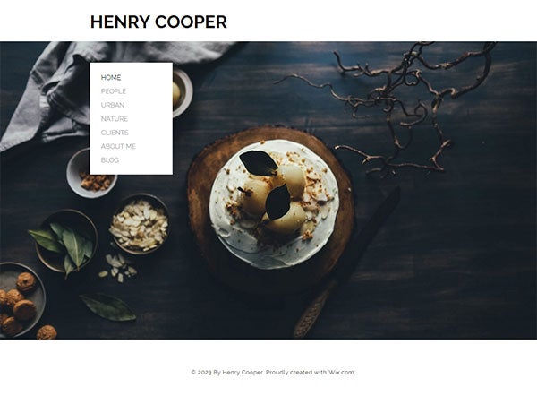 Click to see this template design from Wix Website template design - side menu