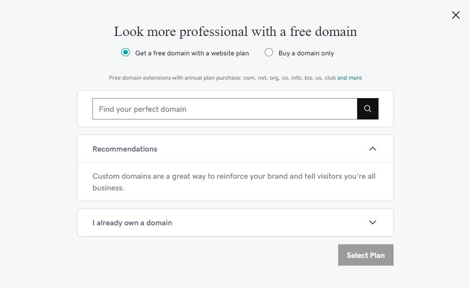 GoDaddy domain A search bar for acquiring a domain name