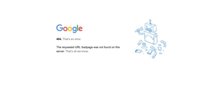 Google 404 error page