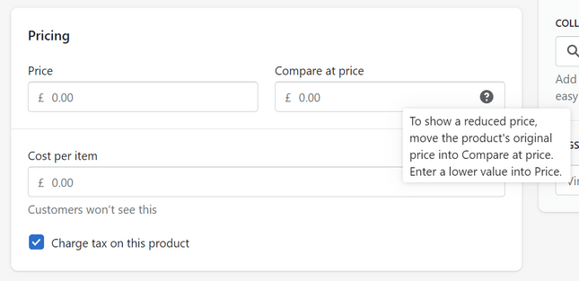 bakery counter Pricing input form for Shopify's dashbaord