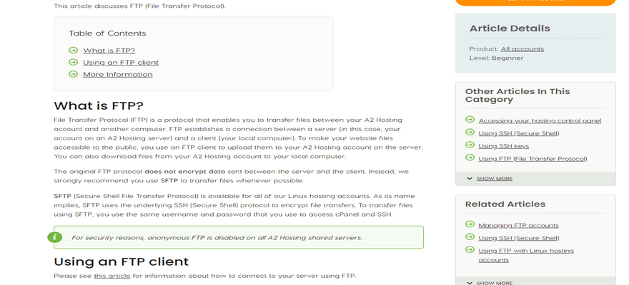 affordable ftp hosting a2 hosting support