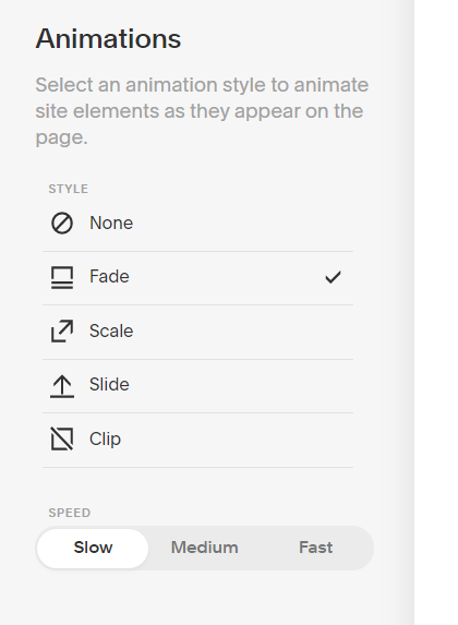 animations - squarespace Animation options Squarespace