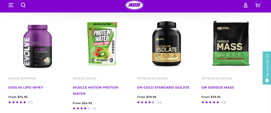 ASN ecommerce product page example screenshot ASN ecommerce product page example screenshot