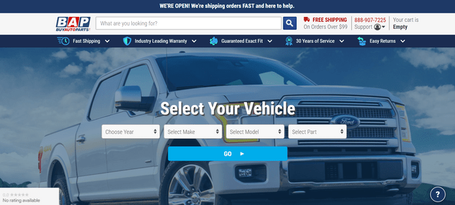 auto parts online store example