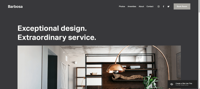 barbosa square The Barbosa Squarespace template has an appealing design and menu.