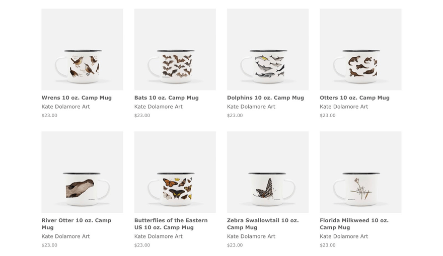 best selling print on demand kate dolamore mugs Gallery of camping mugs for sale on Kate Dolamore's website