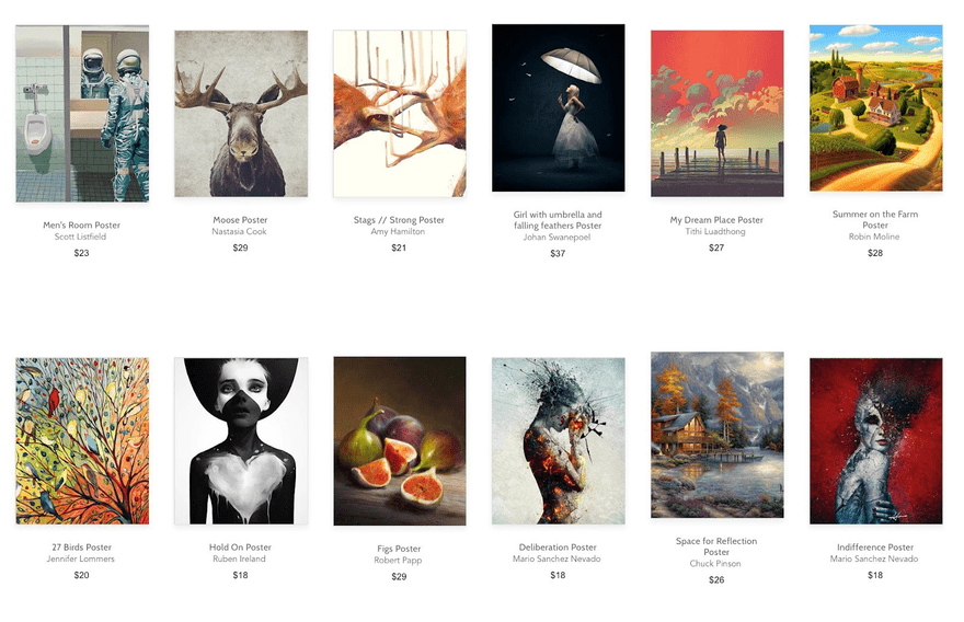 best selling print on demand posters Two rows of posters for sale on Pixel