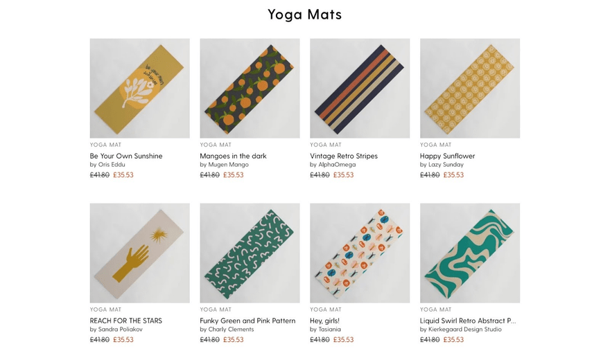 best selling print on demand yoga mats society6 Grid of print on demand yoga mats for sale on Society6