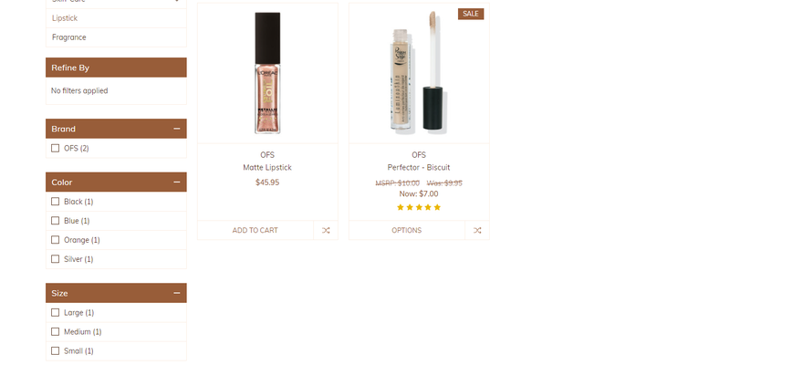 a product page showcasing two lipstick on sale