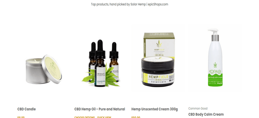 bigcommerce health and beauty solar hemp featured products