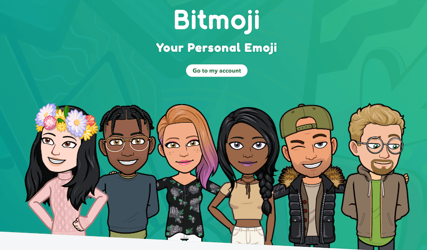 Bitmoji website homepage screenshot Bitmoji website homepage screenshot