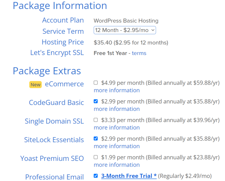 Bluehost Basic shared plan checkout page Bluehost shared plan checkout page