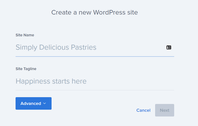 bluehost create new wordpress site create website name
