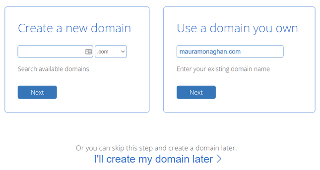 bluehost domain 2 search bars on Bluehost to create a new domain name or input your existing domain