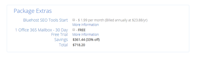 bluehost package signup extras bluehost package signup extras