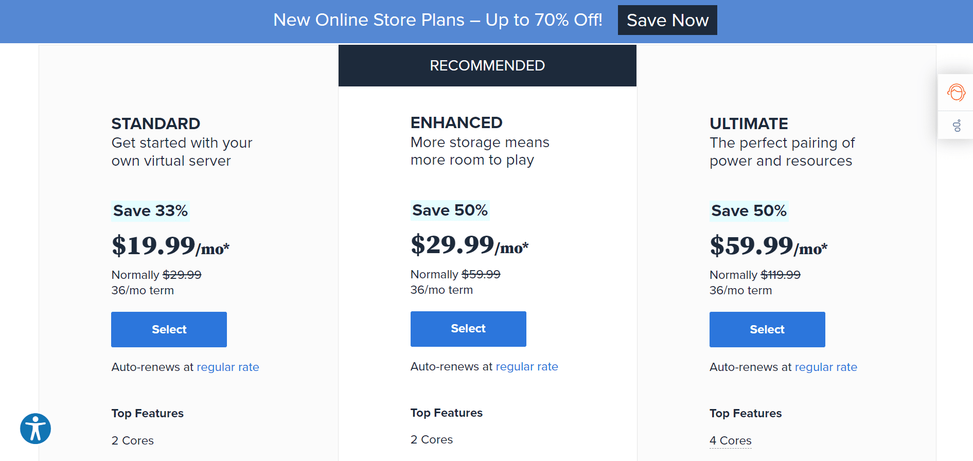 bluehost vps 12 month prices (1) 36-month pricing for Bluehost's 3 VPS hosting plans