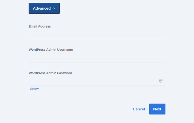 bluehost wordpress advanced wordpress account info