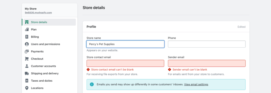 change Shopify store nam settings Shopify ashboard settings for changing store name