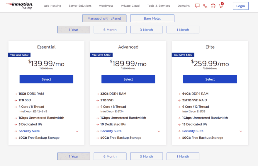 dedicated hosting inmotion (2) InMotion pricing