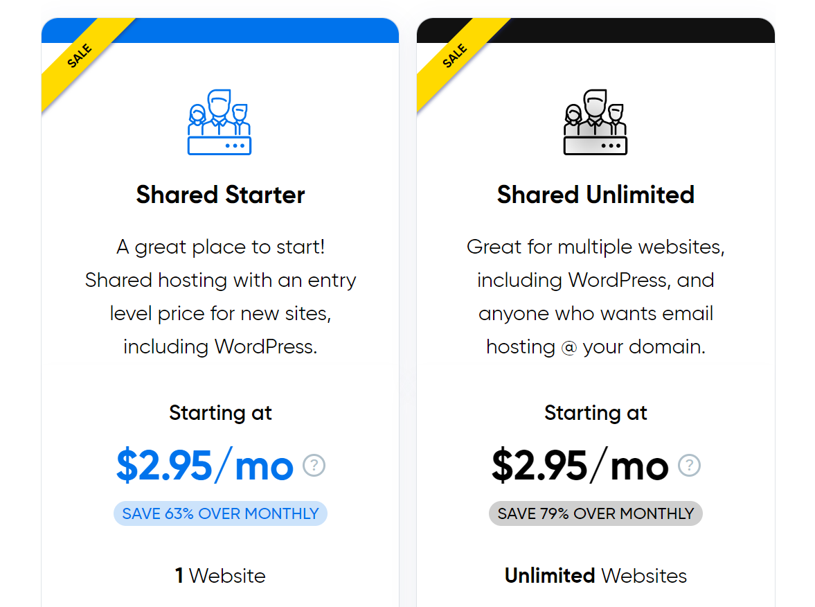 dreamhost shared pricing two of DreamHost's shared hosting plans with prices and a small feature summary
