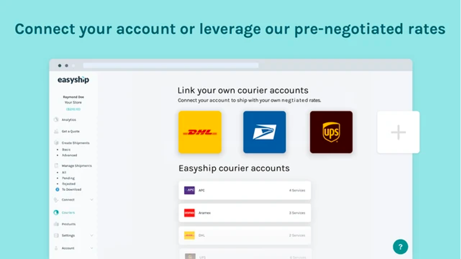 easyship A selection of couriers to choose from.