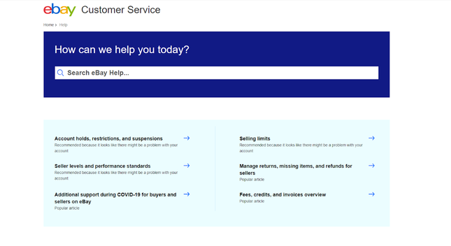 eBay help center eBay help center