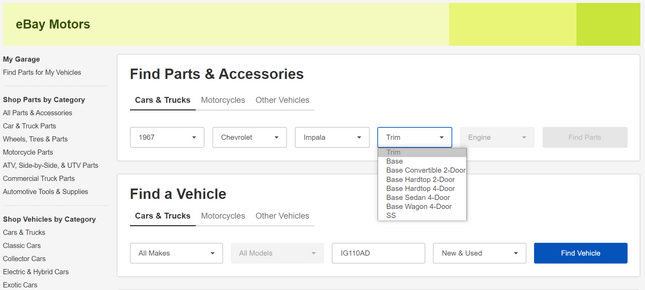 ebay motors selling car parts online