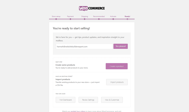 end-of-configuration End of configuring WooCommerce