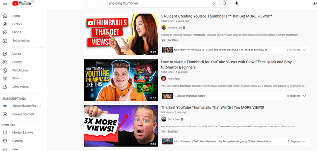 engaging thumbnail for video YouTube Search Engaging Thumbnails