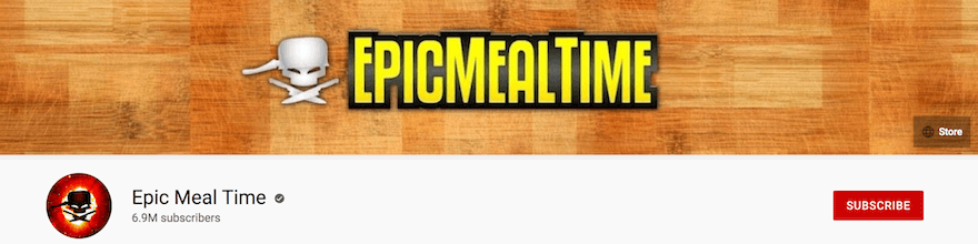 Epic Meal Time YouTube channel name screenshot YouTube channel header for Epic Meal Time