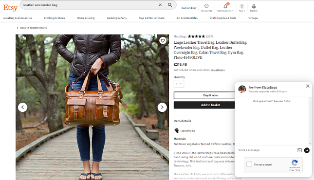 etsy etsy - a conversational commerce example