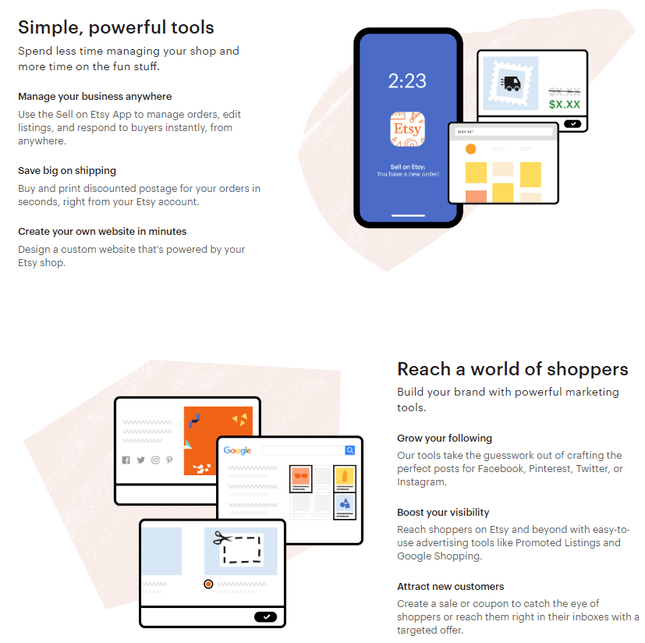 Etsy Ecommerce Tools etsy ecommerce tools infographic detailing the powerful tools etsy has on offer and reaching a world of shoppers