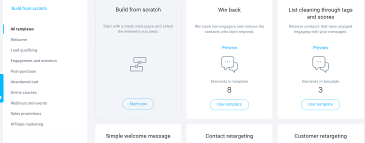 GetResonse_automation_templates GetResponse automation options