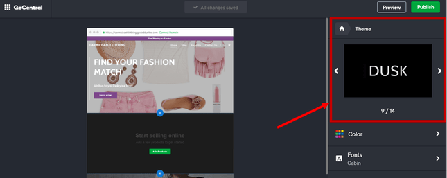 GoDaddy Ecommerce Editing Interface GoDaddy themes