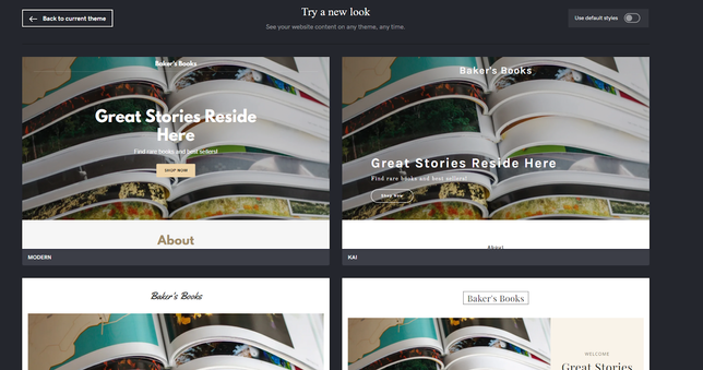 GoDaddy layouts selection with changes to text and layout