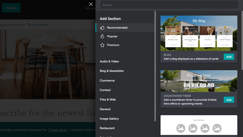 GoDaddy real estate 3 Adding a new section onto the estate agent website.