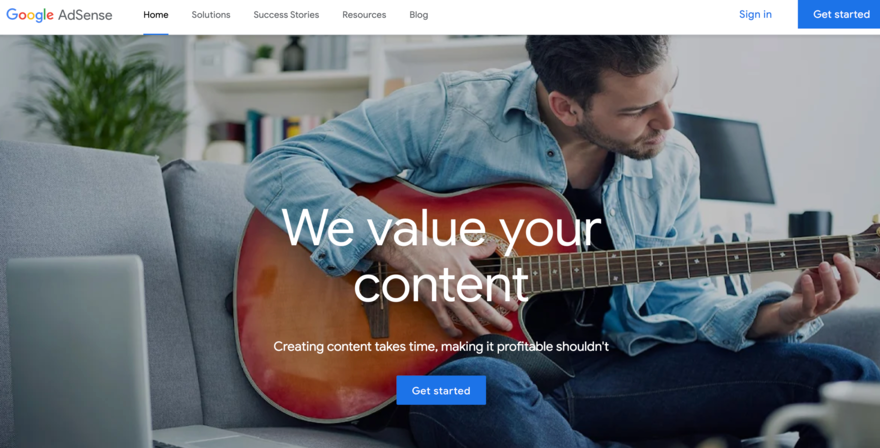 Google adsense Google AdSense homepage