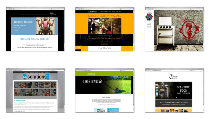 greengeeks website builder 2x3 gallery grid of GreenGeeks website builder templates