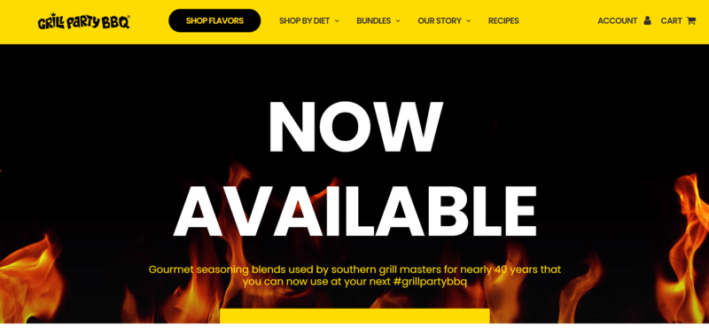 grill party bbq (1) (1) a yellow and flame detailed grill wesbsite homepage