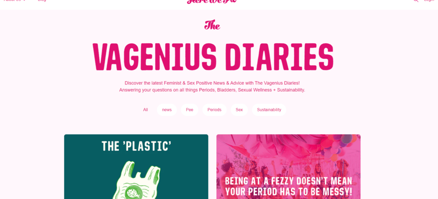 Here We Flo's blog homepage called The Vagenius Diaries