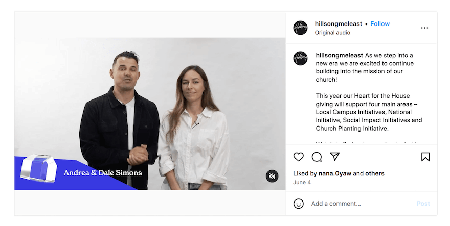 Hillsong Church Instagram screenshot Hillsong Church Instagram screenshot