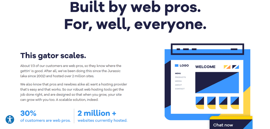 host gator home page (1) HostGator homepage featuring a small bio about HostGator's mission
